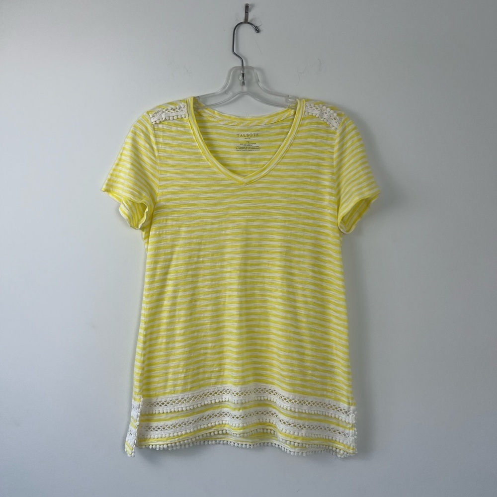 Women's Petite Yellow Striped Cotton-Modal Tee by Talbots - MP